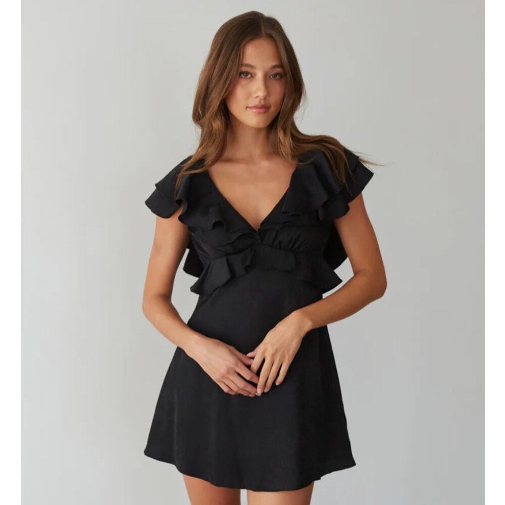 Open Back Flutter Sleeve Mini Dress